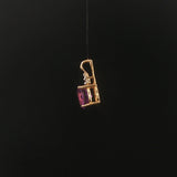 14k Yellow Gold 3.55ct Amethyst and Diamond Pendant 0.75"