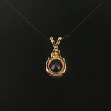 14k Yellow Gold 3.55ct Amethyst and Diamond Pendant 0.75"