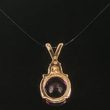 14k Yellow Gold 3.55ct Amethyst and Diamond Pendant 0.75"
