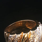 14k Yellow Gold and 0.30cttw Diamond Ladies Solid Vintage Band Ring Size 7