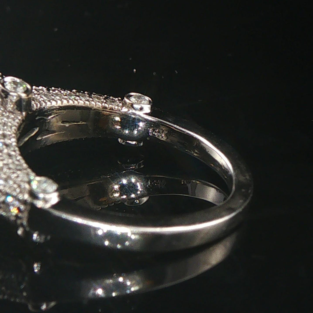 14k White Gold and 1.46cttw Diamond Vintage Ladies Ring Size 5.25