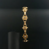 14k Yellow Gold and 1cttw Bezel Set Diamond Solid Vintage Link Bracelet 7.75"