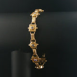 14k Yellow Gold and 1cttw Bezel Set Diamond Solid Vintage Link Bracelet 7.75"