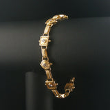 14k Yellow Gold and 1cttw Bezel Set Diamond Solid Vintage Link Bracelet 7.75"