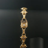 14k Yellow Gold and 1cttw Bezel Set Diamond Solid Vintage Link Bracelet 7.75"