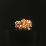 14k Yellow Gold and Diamond Vintage Men's Solid Nugget Ring Size 10.5