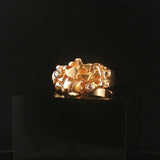 14k Yellow Gold and Diamond Vintage Men's Solid Nugget Ring Size 10.5