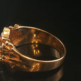 14k Yellow Gold and Diamond Vintage Men's Solid Nugget Ring Size 10.5