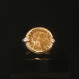 21.6k Yellow Gold Indian Head Coin and 14k Gold and Diamond Ring Size 8.25