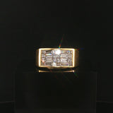 18k Yellow Gold and 2cttw Diamond Solid Heavy Vintage Men's Ring Size 10.25