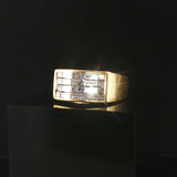 18k Yellow Gold and 2cttw Diamond Solid Heavy Vintage Men's Ring Size 10.25