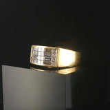 18k Yellow Gold and 2cttw Diamond Solid Heavy Vintage Men's Ring Size 10.25