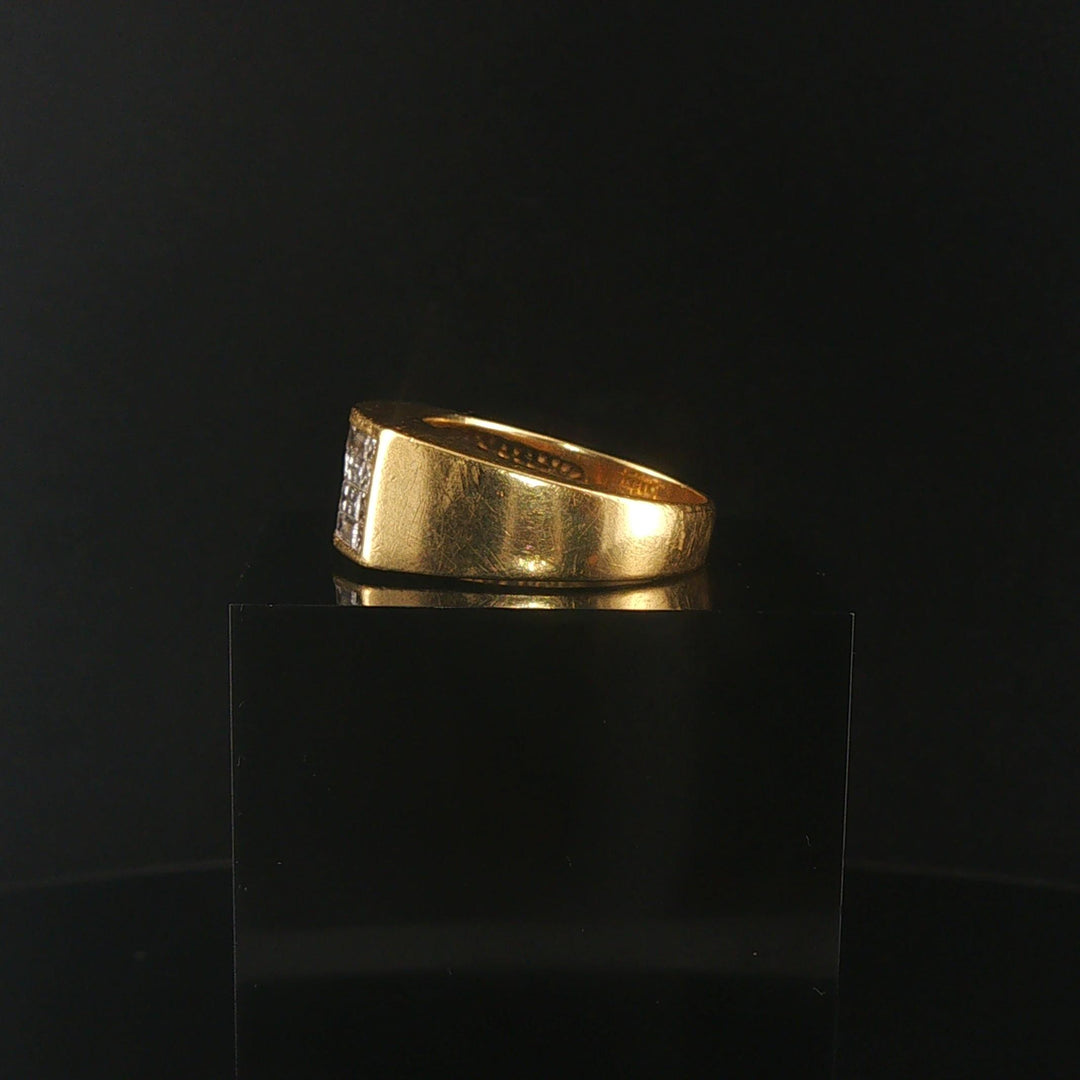 18k Yellow Gold and 2cttw Diamond Solid Heavy Vintage Men's Ring Size 10.25