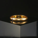 18k Yellow Gold and 0.05ct Flush Set Diamond Solid Band Ring Size 7