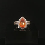 18k White Gold 2.38ct Pear Cut Citrine and Diamond Halo Ring Size 7