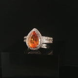 18k White Gold 2.38ct Pear Cut Citrine and Diamond Halo Ring Size 7