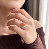 18k White Gold 2.38ct Pear Cut Citrine and Diamond Halo Ring Size 7