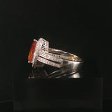 18k White Gold 2.38ct Pear Cut Citrine and Diamond Halo Ring Size 7