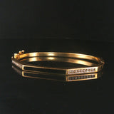 14k Yellow Gold Onyx Inlay and 0.40cttw Diamond Solid Bangle Bracelet 6.75"