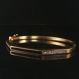 14k Yellow Gold Onyx Inlay and 0.40cttw Diamond Solid Bangle Bracelet 6.75"