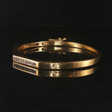 14k Yellow Gold Onyx Inlay and 0.40cttw Diamond Solid Bangle Bracelet 6.75"