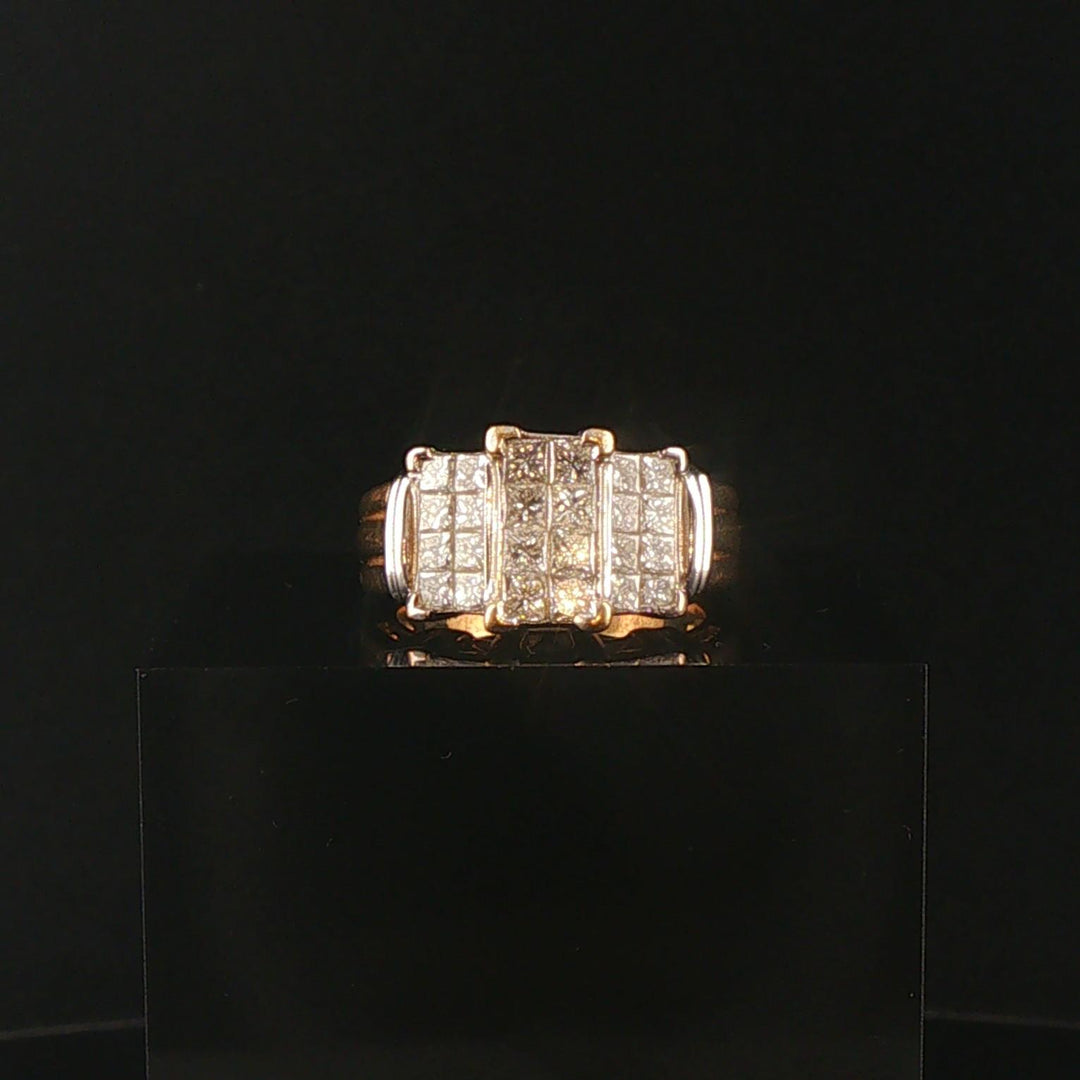 14k Yellow and White Gold 1.50cttw Princess Cut Diamond Vintage Ring Size 6.75
