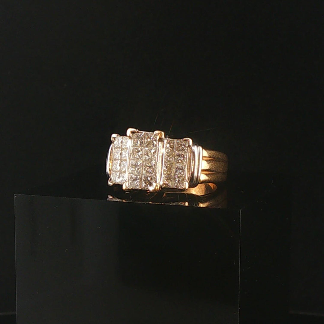 14k Yellow and White Gold 1.50cttw Princess Cut Diamond Vintage Ring Size 6.75