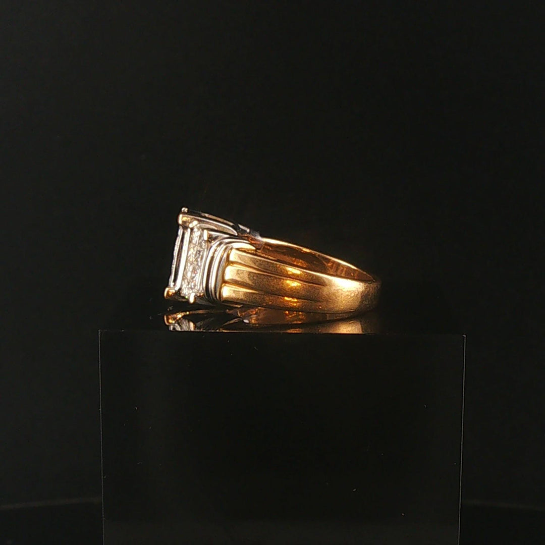 14k Yellow and White Gold 1.50cttw Princess Cut Diamond Vintage Ring Size 6.75