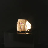 14k Yellow Gold Ruby and Diamond 15.5g Solid Vintage Men's Cross Ring Size 12