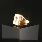 14k Yellow Gold Ruby and Diamond 15.5g Solid Vintage Men's Cross Ring Size 12