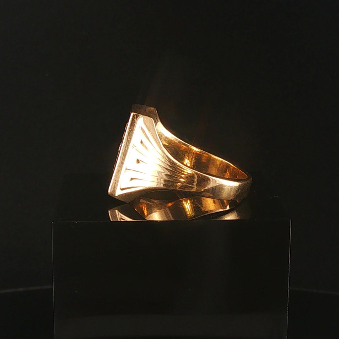 14k Yellow Gold Ruby and Diamond 15.5g Solid Vintage Men's Cross Ring Size 12