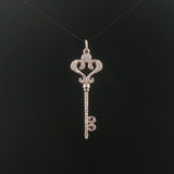 14k White Gold and 0.45cttw Diamond Vintage Large Key Pendant 2"