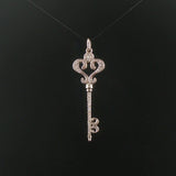 14k White Gold and 0.45cttw Diamond Vintage Large Key Pendant 2"