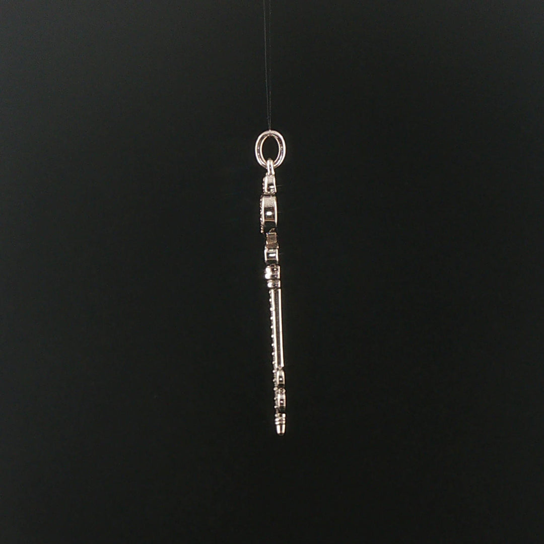 14k White Gold and 0.45cttw Diamond Vintage Large Key Pendant 2"