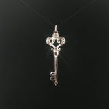 14k White Gold and 0.45cttw Diamond Vintage Large Key Pendant 2"