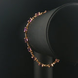 14k Yellow Gold Amethyst and Diamond Ladies 8g Link Bracelet 7.25"