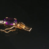 14k Yellow Gold Amethyst and Diamond Ladies 8g Link Bracelet 7.25"