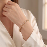 14k Yellow Gold and 1.50cttw Diamond Solid S Link Vintage Tennis Bracelet 7.25"