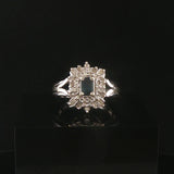 14k White Gold Blue Sapphire and Diamond Vintage Ring Size 6.75