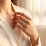 14k White Gold Blue Sapphire and Diamond Vintage Ring Size 6.75