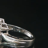 14k White Gold Blue Sapphire and Diamond Vintage Ring Size 6.75