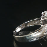 14k White Gold Blue Sapphire and Diamond Vintage Ring Size 6.75