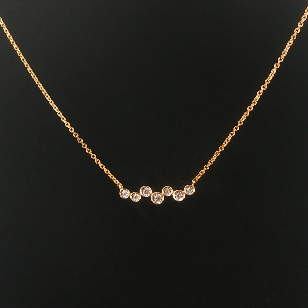 14k Yellow Gold and 0.30cttw Bezel Set Diamond Station Pendant Necklace 18"