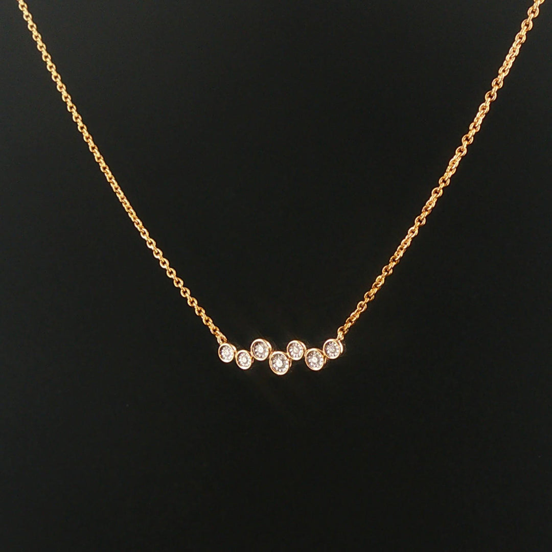 14k Yellow Gold and 0.30cttw Bezel Set Diamond Station Pendant Necklace 18"