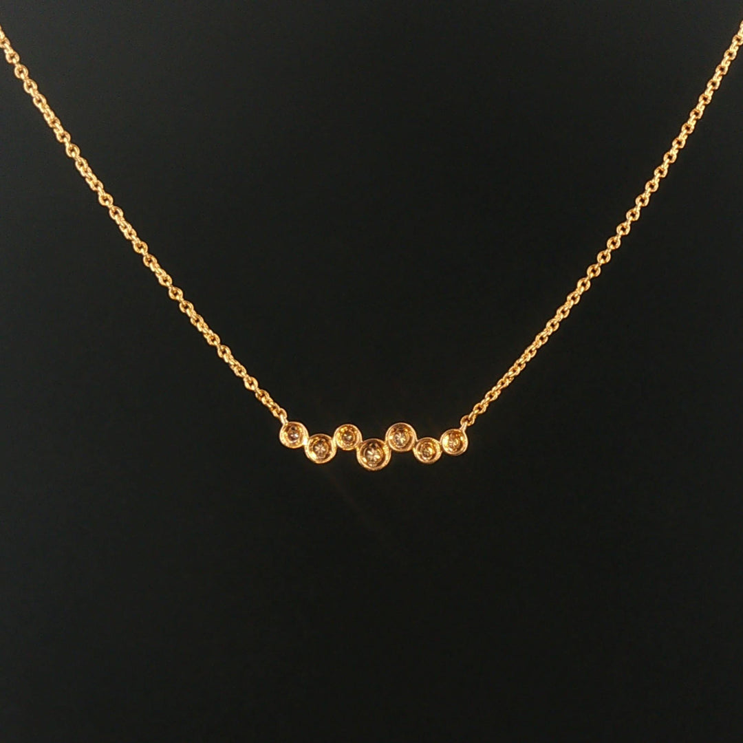 14k Yellow Gold and 0.30cttw Bezel Set Diamond Station Pendant Necklace 18"