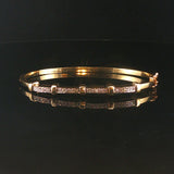 14k Yellow Gold and Diamond Vintage 14g Bangle Bracelet 6.75"