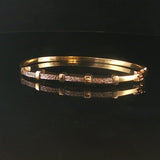 14k Yellow Gold and Diamond Vintage 14g Bangle Bracelet 6.75"