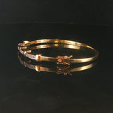 14k Yellow Gold and Diamond Vintage 14g Bangle Bracelet 6.75"