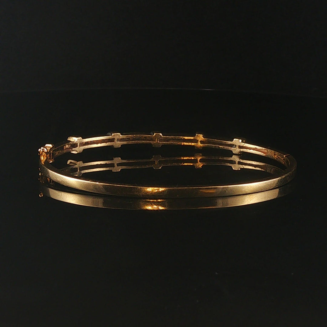14k Yellow Gold and Diamond Vintage 14g Bangle Bracelet 6.75"
