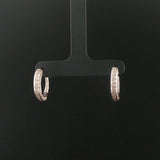 14k White Gold and 0.45cttw Vintage Diamond Hoop Huggie Earrings